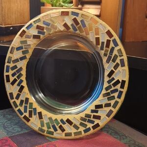 Yankee Candle Beach Mosaic Large Jar Candle Holder Plate Beautiful VGC NICE